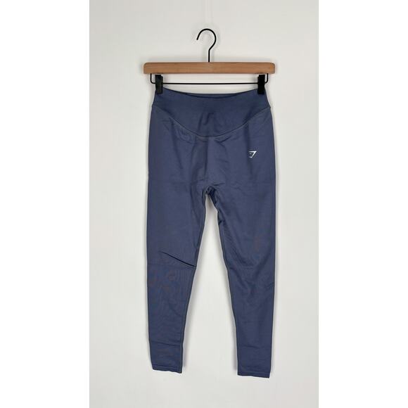 GymShark High Rise Sweat Seamless Leggings Evening Blue Womens Size XL New B6A4T - Picture 1 of 7